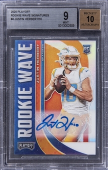 2020 Panini Playoff "Rookie Wave Signatures" #4 Justin Herbert Signed Rookie Card (#01/10) - BGS MINT 9/BGS 10